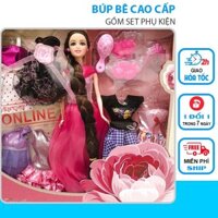 Công Chúa Búp Bê - Búp Bê Cho Bé Cao Cấp 30cm có khớp - kèm 6 đầm và phụ kiện