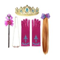 Công chúa Frozen 2, tóc giả bạc Elsa mới, tóc tết nâu Anna, kẹp tóc nơ, phụ kiện trẻ em có sẵn