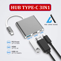 Cổng Chuyển Đổi Hub TypeC to HDMI - USB - PD , Bộ Chia Cổng Type-C Hợp Kim Nhôm