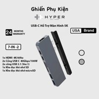 Cổng Chuyển HyperDrive 7 IN 2 HDMI 4K60HZ For Macbook/iPad Pro/Laptop/Smartphone HD28C