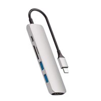 Cổng Chuyển Hyperdrive Bar 6-in-1 USB-C Hub HD22E For Macbook, Ipad Pro 2018, PC & Devices Silver - Hàng Chính Hãng