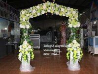Cổng cưới bánh kem 2 tầng hoa hồng xanh cốm - Mã: CH-084
