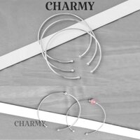 Cọng kiềng bạc trơn VB01 làm lõi để xỏ hạt vòng tay, có khóa tròn vặn 1 đầu - Charmy