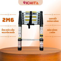 [Công Nghệ Nhật Bản] Thang Rút Nhôm Tiện Lợi Chữ I VICHITA Dài 2M6 Ống Nhôm Đúc Liền, Được Bảo Hành 2 Năm, tặng 2 chốt