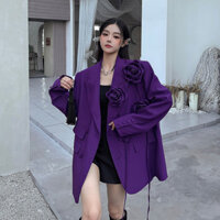 Công nghiệp nặng ba chiều bông hoa đệm vai áo khoác phù hợp với phụ nữ áo khoác