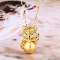 Công nghiệp nặng Cao cấp Micro-Ind Zircon Ngọc Trai Vòng Cổ Trung Thành Shiba Inu Hạt Xám Mặt Dây Chuyền Tinh Tế Độc Đáo Cún Con Z