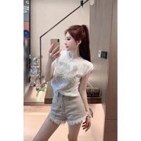 Công Nghiệp Nặng Thêu Phong Cách Chanel Dệt Kim Áo Thun Nữ Mùa Hè Phong Cách Mới Thiết Kế Cảm Thấy Thích Hợp Sang Trọng Mỏng Hơn Nhìn Top Ngắn
