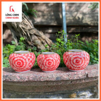 Cóng sứ chim chào mào hàng Bát Tràng mẫu vẽ tay cao cấp , gắn sẵn kèm tai cho lồng chào mào - Mã Thiên Diệp Đỏ