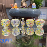 Cóng sứ chim khuyên, hút mật hàng Bát Tràng mẫu Bách Hoa gắn sẵn tai 1.2 cho lồng Khuyên