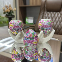 Cóng sứ chòe than , chòe lửa hàng Bát tràng mẫu - Bách Hoa gắn sẵn tai lồng chích chòe