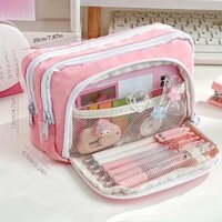 Công Suất Lớn Nhiều Lớp Đựng Kawaii Canvas Hộp Bút Học Sinh Dễ Thương Đựng Văn Phòng Phẩm Túi Trở Lại Đồ Dùng Học Tập