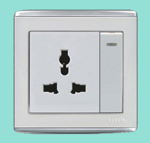 Công tắc 1 chiều và ổ cắm 3 chấu UTEN V4.0GK11Z13/N