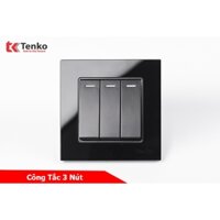 Công Tắc 3 Hạt 2 Chiều Mặt Kính Cường Lực Màu Đen Tenko TK-F71D-03