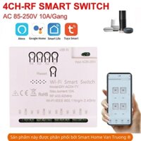 Công tắc 4 nút wifi  TUYA chạy điện USB 5V bật tắt hẹn giờ điều khiển 4 bóng đèn riêng biệt