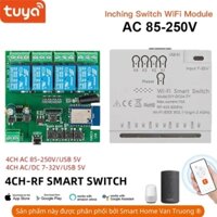 Công tắc 4 nút wifi  TUYA chạy điện USB 5V bật tắt hẹn giờ điều khiển 4 bóng đèn riêng biệt