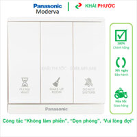 Công tắc có đèn báo "Không làm phiền", "Dọn phòng", "Vui lòng đợi" vuông Moderva Panasonic màu trắng vàng xám ánh kim