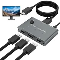 Công tắc cổng hiển thị 8K 3 trong 1 Out DP Switchs Splitter Selector Box có nút hỗ trợ 8K @ 60Hz 4K @ 144Hz cho PC Host Monitor Laptop