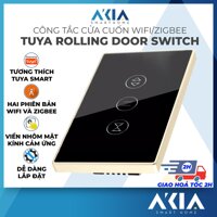 Công tắc cửa cuốn Tuya Wifi/ Zigbee Akia - Điều khiền từ xa, Hẹn giờ bật tắt, Kết nối app Smart Life, Viền nhôm mặt kính