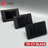 Công Tắc Đèn Âm Tường 1 Phím, 2 Phím, 3 Phím, 4 Phím Mặt Hợp Kim Nhôm Chữ Nhật Lắp Đế Âm Thông Dụng TK-C7B Màu ĐEN