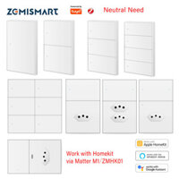 Công tắc đèn trung tính Zemismart Zigbee 1 / 2 / 3 / 4 / 6Gangs / 2gang switch + Outlet / Smart Outlet 10A / 20A / TypeC Alexa Siri Voice Tuya APP Hẹn giờ hoạt động với Homekit qua ZMHK01 / Matter M1 Hub