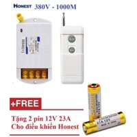 Công tắc điều khiển từ xa 3 pha Honest HT-6380KG 10A/ 380V khoảng cách 1Km + tặng 2 pin 12v 32A cho điều khiển