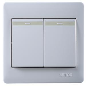 Công tắc đôi 1 chiều có dạ quang Simon 51021BTY