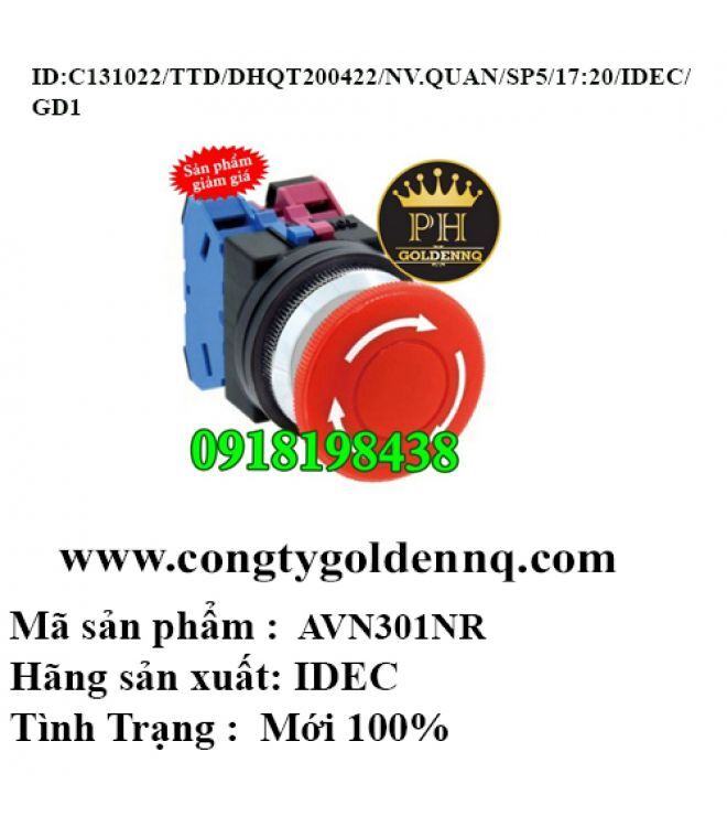 Công tắc khẩn Idec AVN301NR