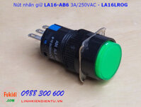 Công tắc nút nhấn giữ LA16 AB6 3A/250V phi 16mm màu xanh - LA16LROG