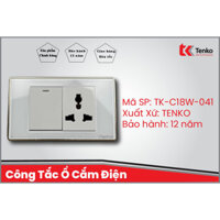 Công Tắc Ổ Cắm Điện Âm Tường Mặt Kính Cường Lực Cao Cấp Trắng Viền Vàng TENKO TK-C18W-041