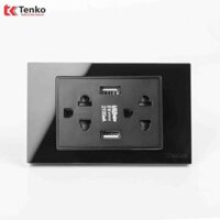 Công Tắc Ổ Cắm Điện Âm Tường Mặt Kính Cường Lực Cao Cấp TENKO TK-C18 ĐEN