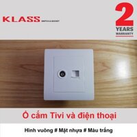 (Công tắc ổ cắm KLASS) Ổ cắm TV và ổ cắm điện thoại, hình vuông, màu trắng, KLASS 86KB12 86KB12-019