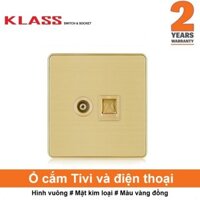 (Công tắc ổ cắm KLASS) Ổ cắm TV và ổ cắm điện thoại, hình vuông, màu vàng đồng, KLASS 86KB8 86KB8-020