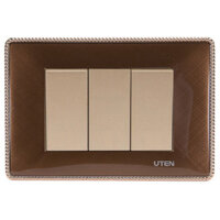 Công tắc ổ cắm Uten Q120 mặt viền đế âm chữ nhật - Bộ 2 công tắc 1 chiều