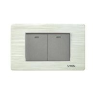 Công tắc ổ cắm Uten V7 mặt viền đế âm chữ nhật - Bộ 2 công tắc 2 chiều