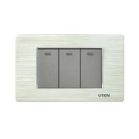 Công tắc ổ cắm Uten V7 mặt viền đế âm chữ nhật - Bộ 3 công tắc 1 chiều
