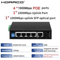 Công tắc Poe công nghiệp Gigabit công nghiệp 56 Cổng 1001000BASE-T DIN IP30 Mạng chuyển mạch Ethernet Bảo vệ sét Max BT90W Màu sắc ZX500-AFG-411S