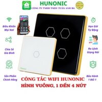 Công Tắc Thông Minh Hunonic Hình Vuông, Công Tắc Wifi 1 - 4 Nút, Điều Khiển Từ Xa Bằng Điện Thoại