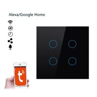 Công Tắc Tuya Hình Vuông Wifi Viền Vàng/Không Viền SmartLife Hẹn Giờ Điều Khiển Từ Xa Điều Khiển Giọng Nói