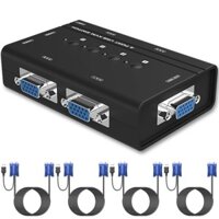 Công tắc VGA KVM 4 cổng có Hub USB Hỗ trợ không dây, Công tắc USB VGA KVM với 4 cáp để chia sẻ máy tính 4 PC 1 Moniter Video và 3 thiết bị USB, Bàn phím, Chuột, Máy quét, Máy in