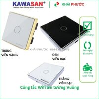 Công tắc WIFI âm tường mặt vuông kính trắng đen viền vàng bạc CT1V-WIFI CT2V-WIFI CT3V-WIFI Kawasan - Khải Phước