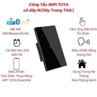 Công Tắc Wifi TUYA Chữ Nhật/Đen Cảm Ứng Có Dây Trung Tính  1-2-3-4 Nút