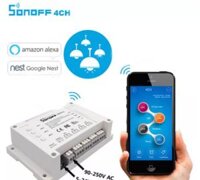 Công tắc Wifi và RF điều khiển 4 thiết bị Sonoff HT-4CH