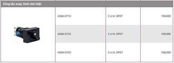 Công tắc xoay 2 vị trí IDEC AS6H-2Y1C