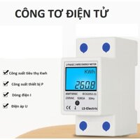 Công tơ điện tử 1 pha 220V 80A LS-Electric hiển thị 4 thông số P U I Kwh độ chính xác cao có đèn nền