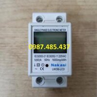 Công tơ điện tử 1 pha 60A 220V Nakasi - Đồng hồ đo công suất tiêu thụ điện Kwh loại tốt