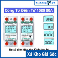 Công tơ điện tử 1080 1 pha điện áp 220V 80A đo số điện tiêu thụ KWH nhựa ABS chống cháy, màn hình LCD