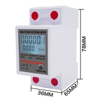 Công tơ điện tử đo công suất điện 220V có nút RESET độ chính xác cao màn hình hiển thị LCD P U I Kwh