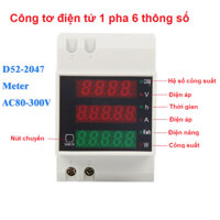 Công tơ điện tử, đồng hồ điện Vôn Kế, Ampe Kế, Oát kế, điện năng, hệ số công suất, thời gian chạy
