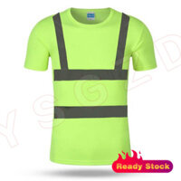 Công trình xây dựng nhanh khô, vệ sinh đường, quần áo an toàn, quần áo công trình, áo thun cổ tròn mùa hè phản quang tại chỗ