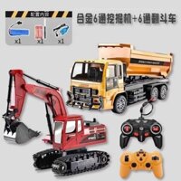 Cộng với kích thước hợp kim điều khiển từ xa máy xúc trẻ em xe cậu bé điện máy xúc kỹ thuật xe quà tặng
